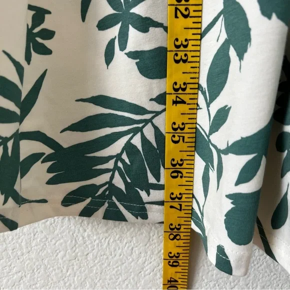 Pact NWOT Organic Cotton Fit & Flare Crossover Tropical Palm Summer Dress Small - Picture 15 of 16